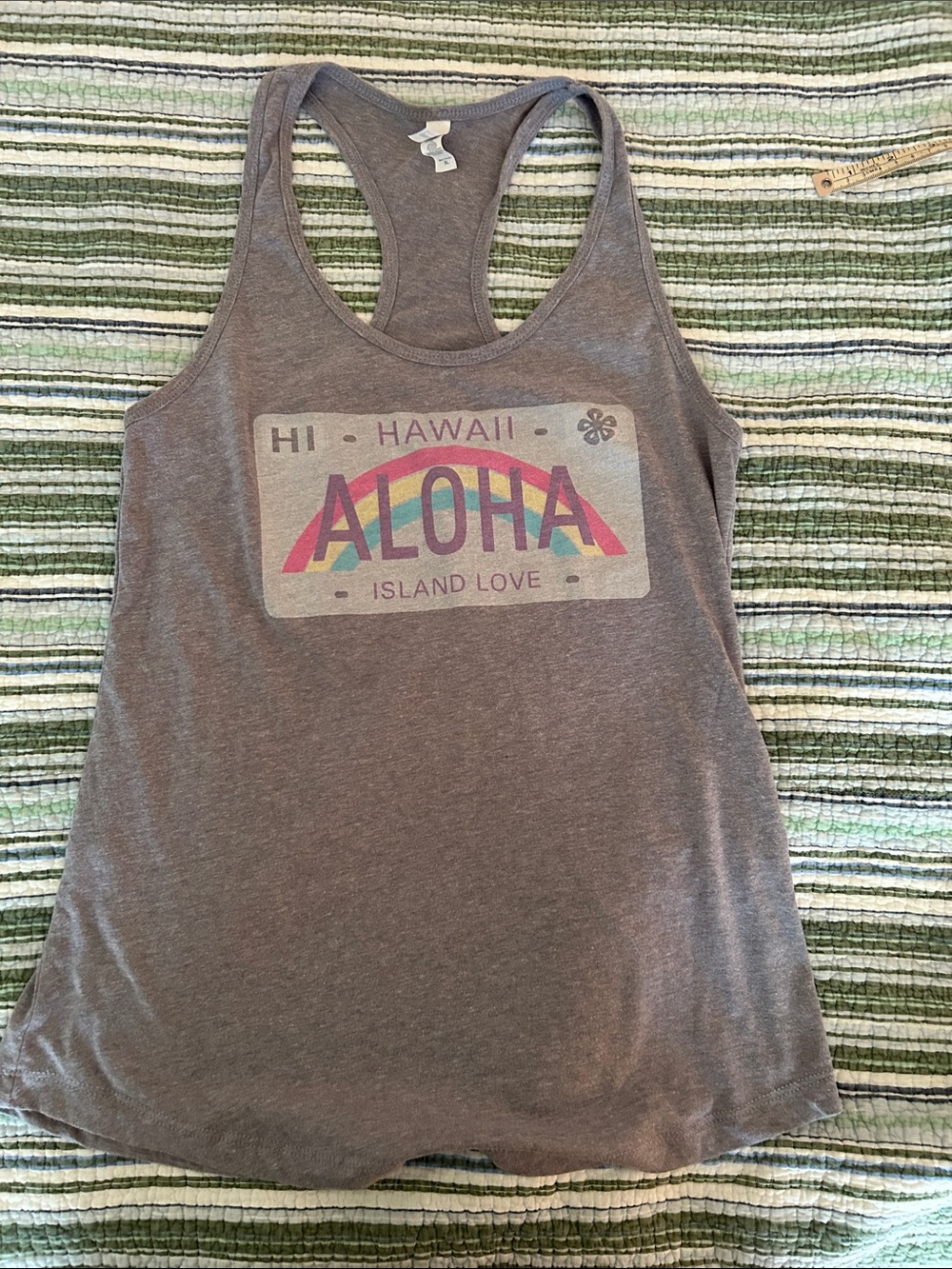 Aloha Graphic Racerback Tank Top - Gray